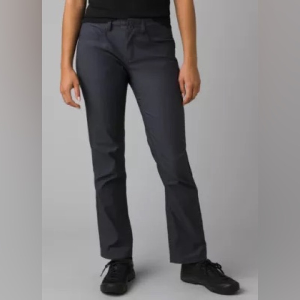 Prana Halle Straight Pants II in color Coal, 2 short